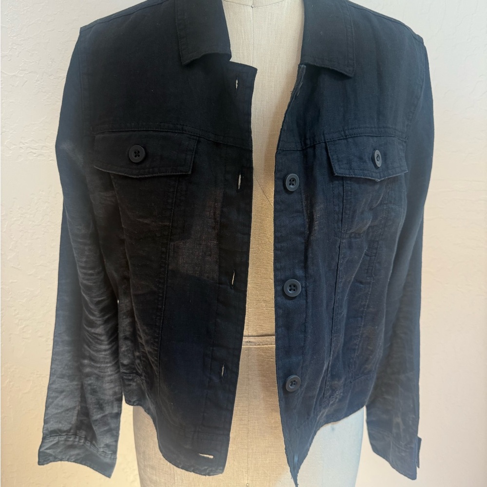 Quince 100% European Linen  Jacket Black Medium